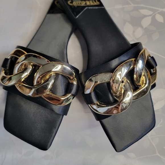 EUC Jeffrey Campbell Black Park Chain Slides Flats Slip-On Sandals Size 7‎ - Picture 3 of 8